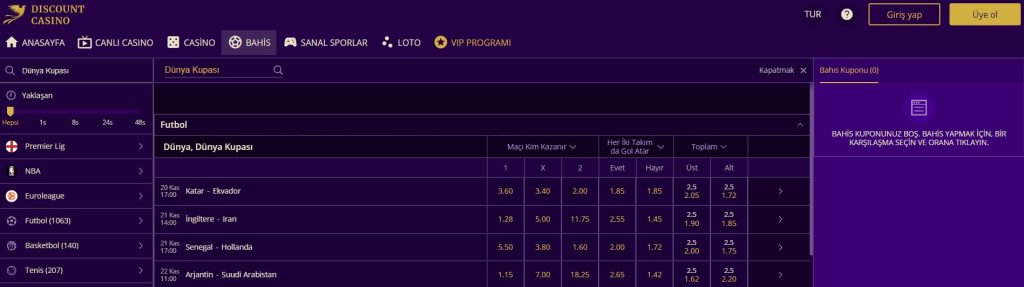 Discount Casino Dünya Kupası Oranları